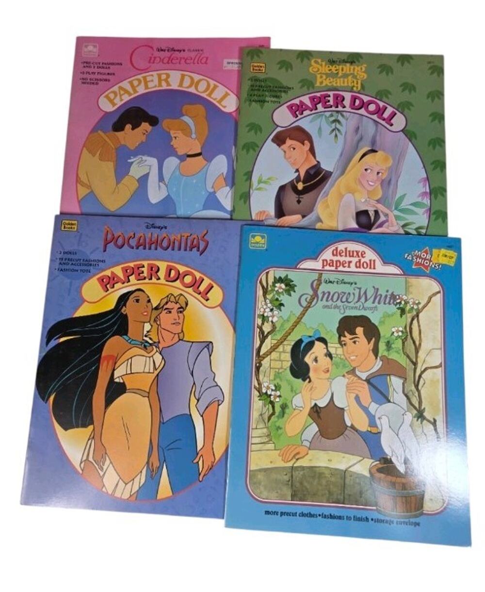 LOT OF 4 Disney Paper Dolls Uncut Lot of 4 Sleeping Beauty Pocahontas Cinderella